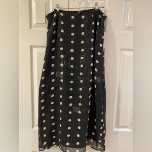 Galinda Wang Black and Off White Polka Dot Silk Maxi Skirt Size 12